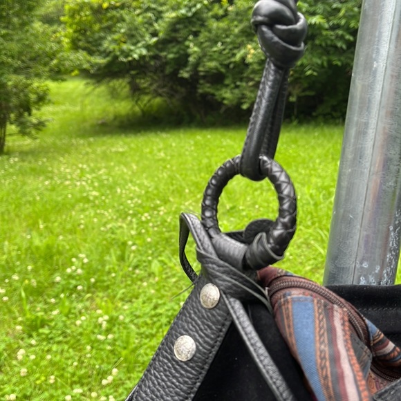Large Brighton Drawstring  Suede Bag with silver accents. Beautiful and Durable - Picture 6 of 17